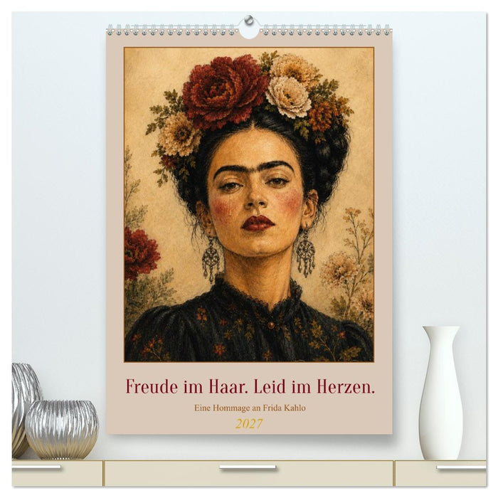 Freude im Haar. Leid im Herzen. Eine Hommage an Frida Kahlo (CALVENDO Premium Wandkalender 2027)