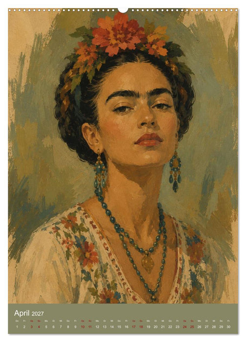 Freude im Haar. Leid im Herzen. Eine Hommage an Frida Kahlo (CALVENDO Premium Wandkalender 2027)