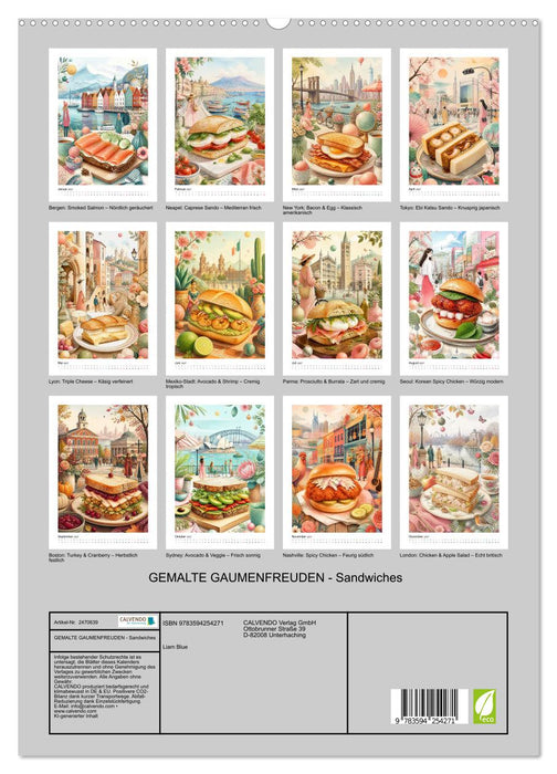 GEMALTE GAUMENFREUDEN - Sandwiches (CALVENDO Premium Wandkalender 2027)