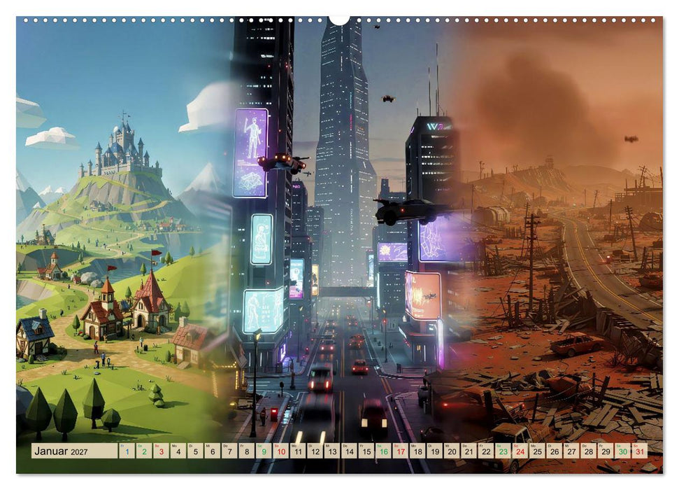 Computerspiele-Welten (CALVENDO Wandkalender 2027)