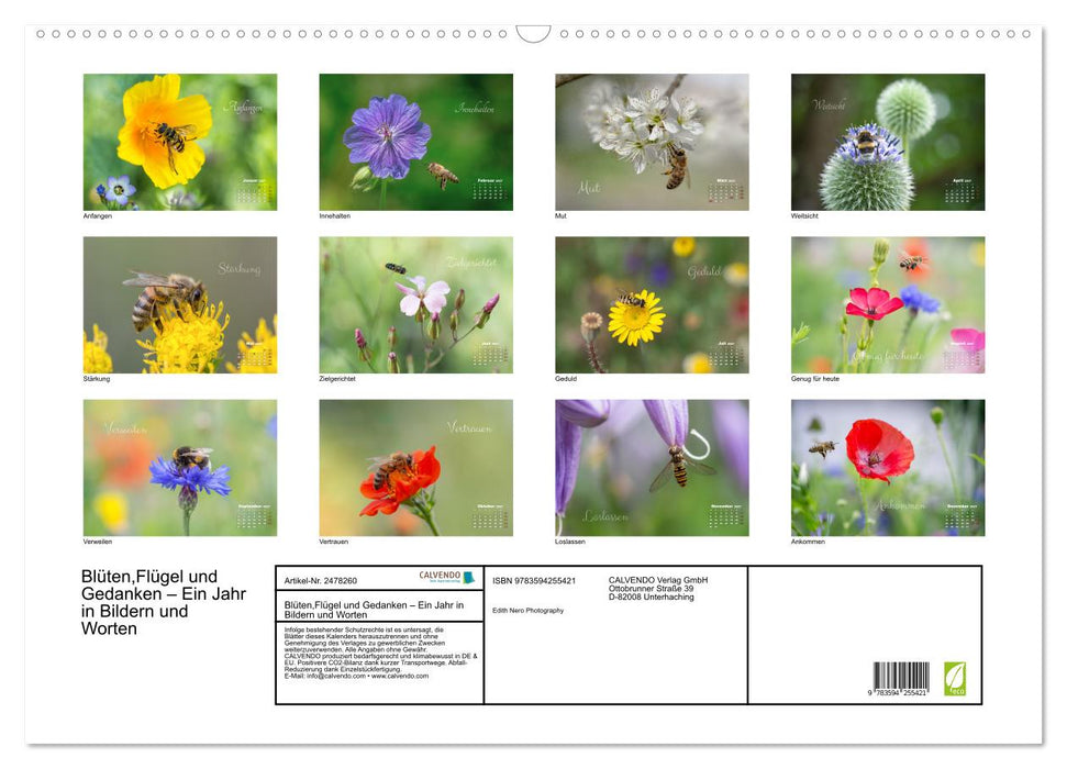 Blüten,Flügel und Gedanken – Ein Jahr in Bildern und Worten (CALVENDO Wandkalender 2027)
