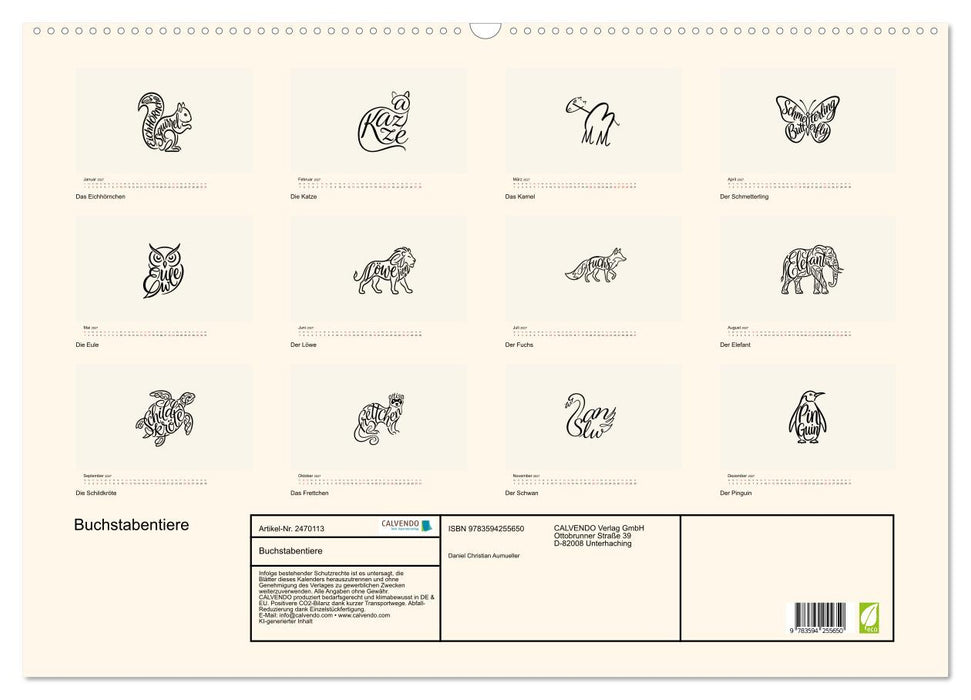 Buchstabentiere (CALVENDO Wandkalender 2027)