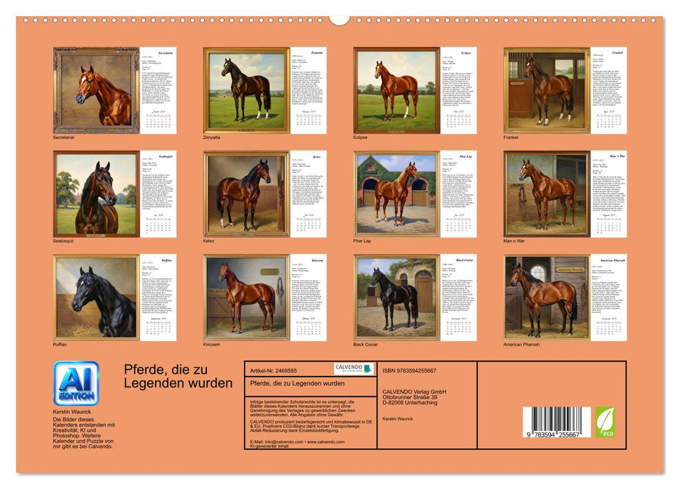 Pferde, die zu Legenden wurden (CALVENDO Premium Wandkalender 2027)