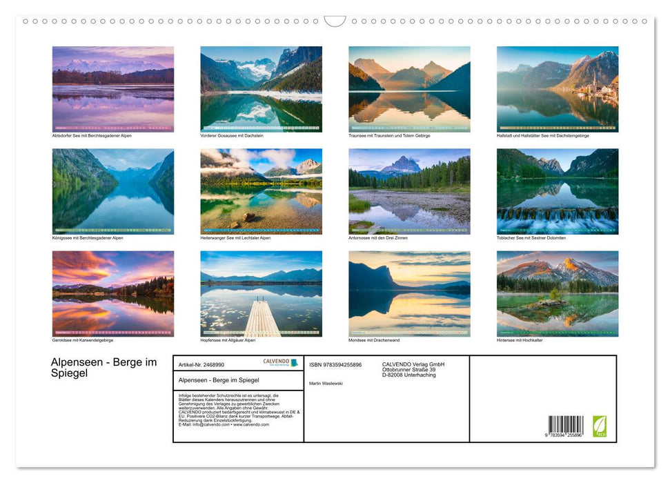 Alpenseen - Berge im Spiegel (CALVENDO Wandkalender 2027)