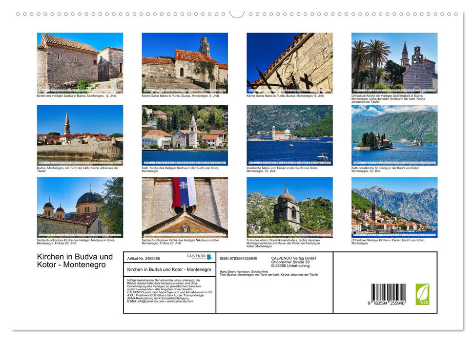 Kirchen in Budva und Kotor - Montenegro (CALVENDO Premium Wandkalender 2027)
