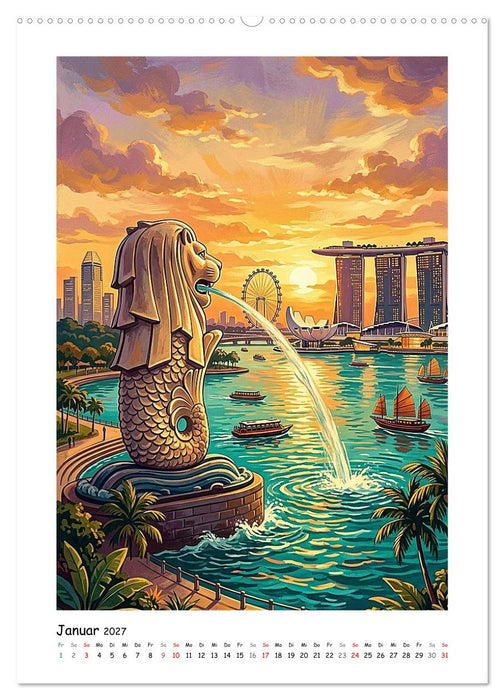 Singapur - Stadtabenteuer (CALVENDO Premium Wandkalender 2027)