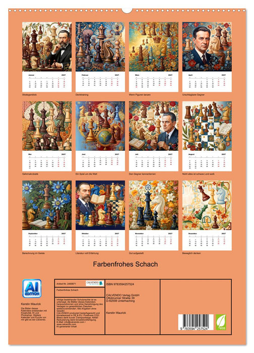 Farbenfrohes Schach (CALVENDO Premium Wandkalender 2027)