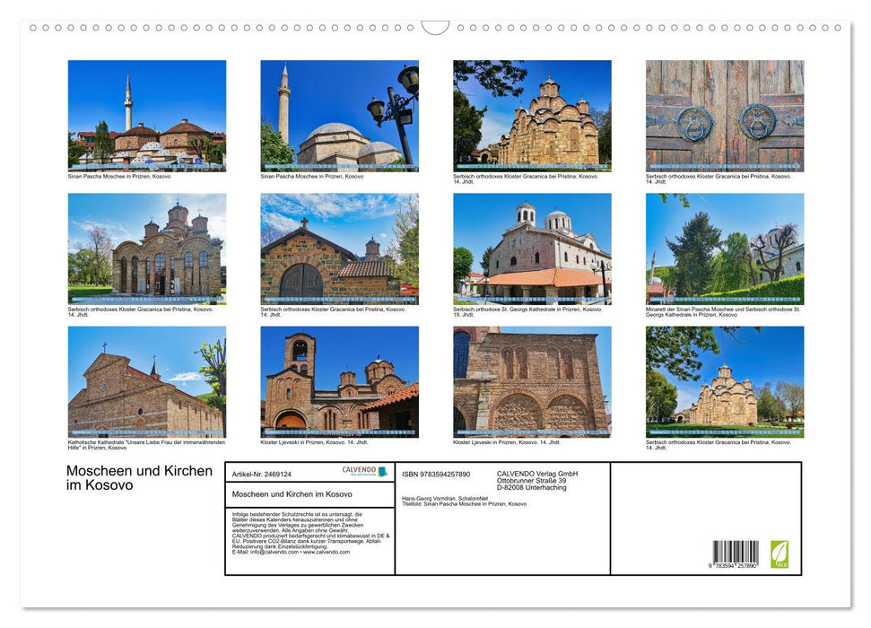 Moscheen und Kirchen im Kosovo (CALVENDO Wandkalender 2027)