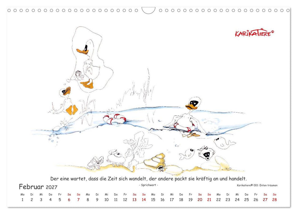 Fabelhafte Augenblicke, humorvolle Illustrationen und kluge Zitate (CALVENDO Wandkalender 2027)