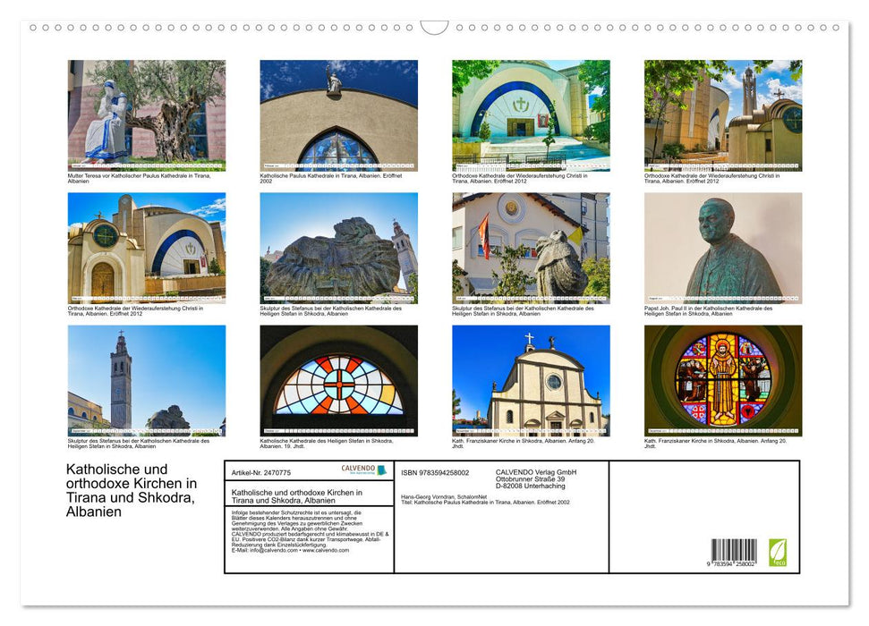 Katholische und orthodoxe Kirchen in Tirana und Shkodra, Albanien (CALVENDO Wandkalender 2027)