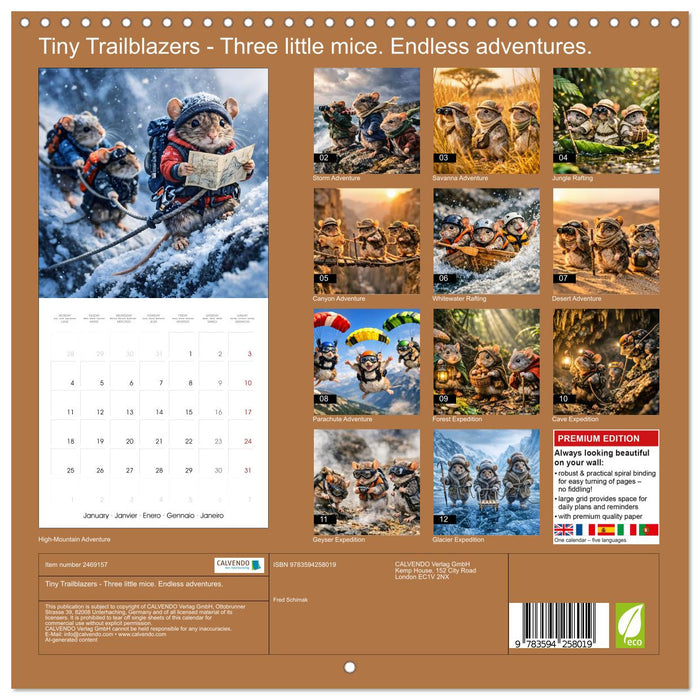 Tiny Trailblazers - Three little mice. Endless adventures. (CALVENDO Monthly Calendar 2027)