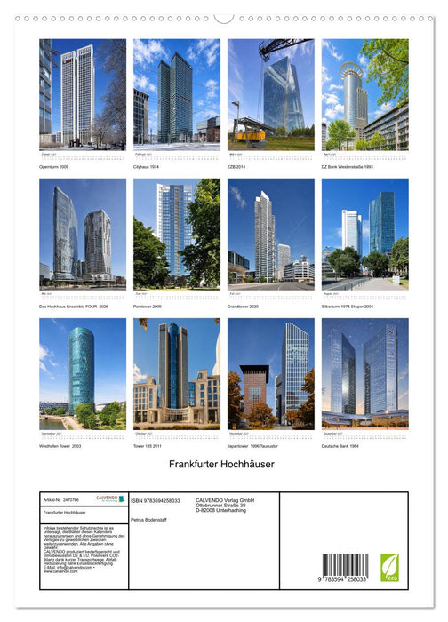 Frankfurter Hochhäuser (CALVENDO Premium Wandkalender 2027)