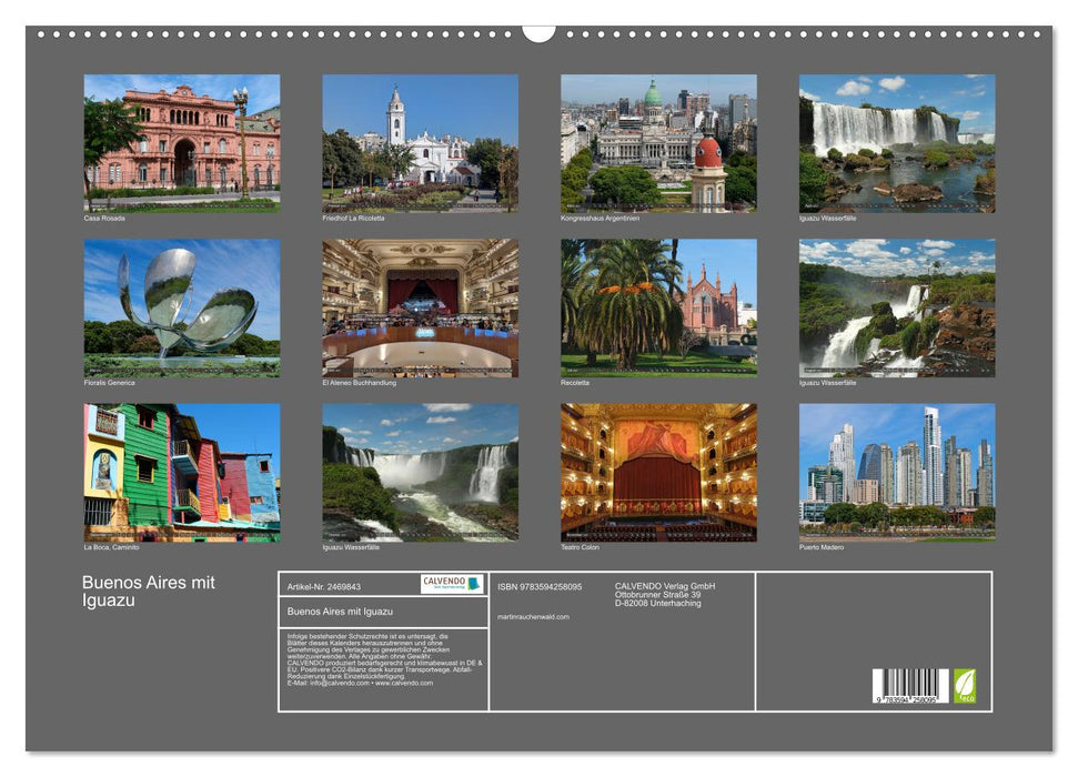 Buenos Aires mit Iguazu (CALVENDO Wandkalender 2027)