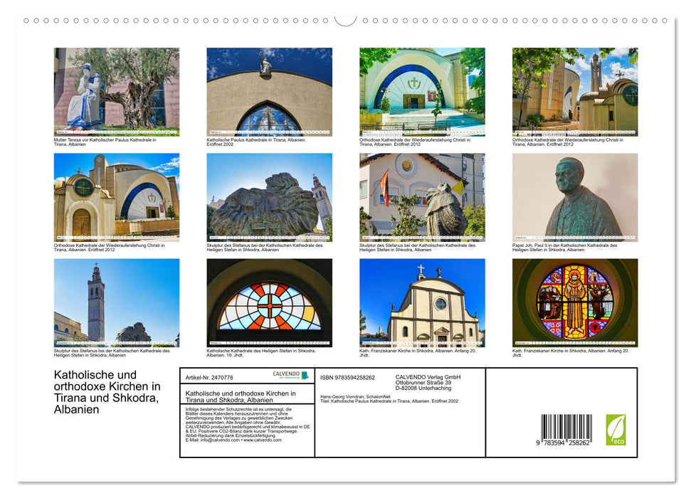 Katholische und orthodoxe Kirchen in Tirana und Shkodra, Albanien (CALVENDO Premium Wandkalender 2027)