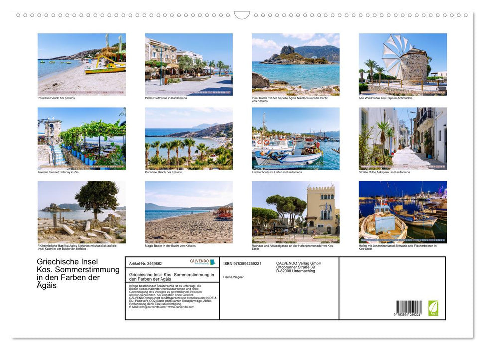 Griechische Insel Kos. Sommerstimmung in den Farben der Ägäis (CALVENDO Wandkalender 2027)