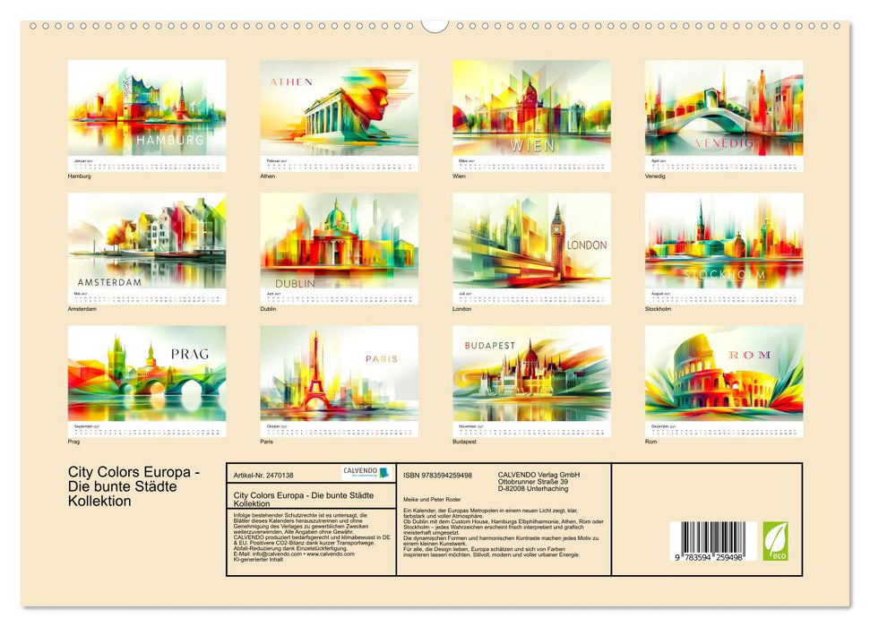 City Colors Europa - Die bunte Städte Kollektion (CALVENDO Premium Wandkalender 2027)