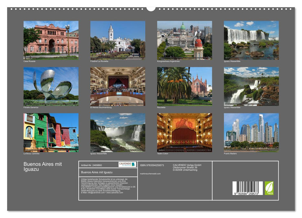 Buenos Aires mit Iguazu (CALVENDO Premium Wandkalender 2027)