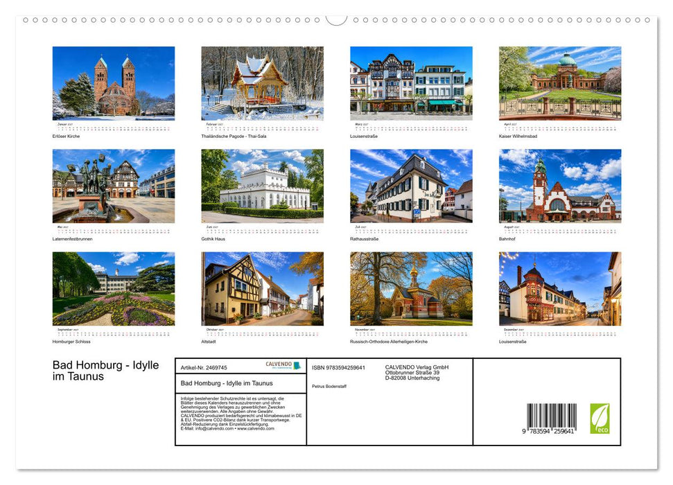 Bad Homburg - Idylle im Taunus (CALVENDO Premium Wandkalender 2027)