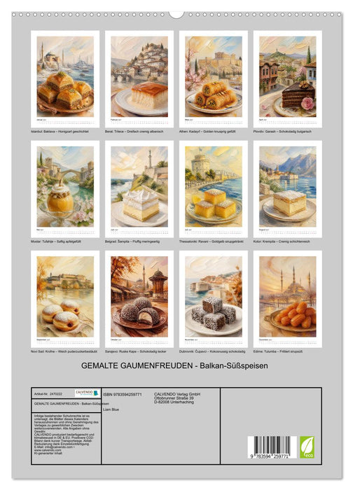 GEMALTE GAUMENFREUDEN - Balkan-Süßspeisen (CALVENDO Premium Wandkalender 2027)