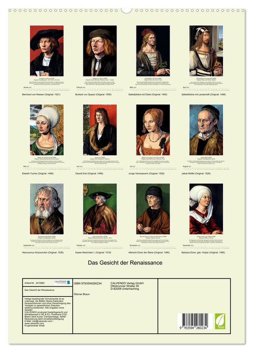 Das Gesicht der Renaissance (CALVENDO Premium Wandkalender 2027)