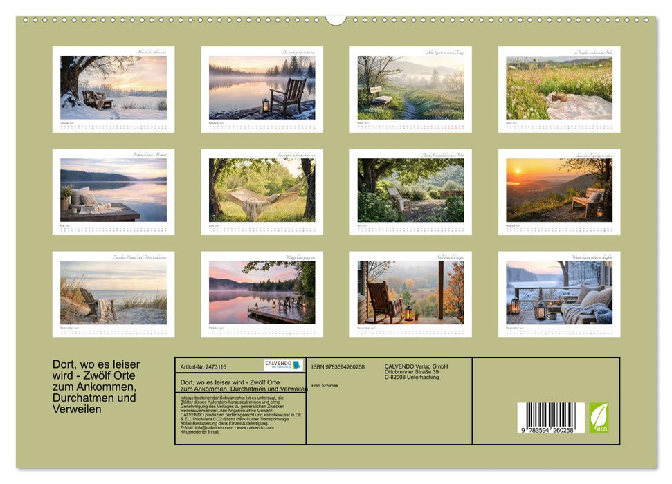 Dort, wo es leiser wird - Zwölf Orte zum Ankommen, Durchatmen und Verweilen (CALVENDO Premium Wandkalender 2027)
