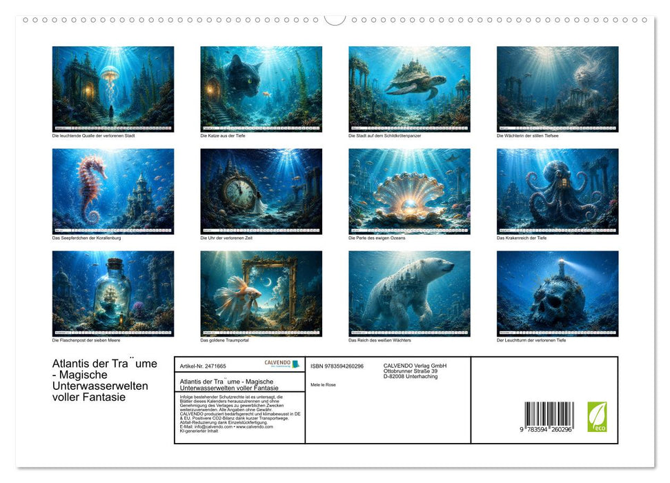 Atlantis der Träume - Magische Unterwasserwelten voller Fantasie (CALVENDO Premium Wandkalender 2027)