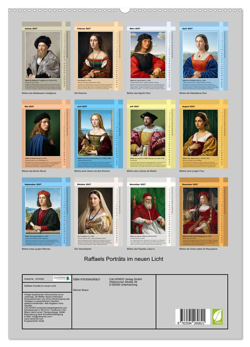 Raffaels Porträts im neuen Licht (CALVENDO Premium Wandkalender 2027)