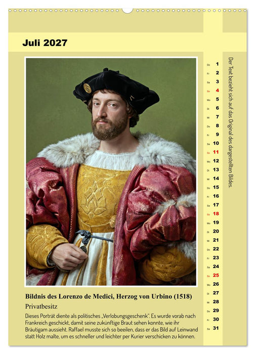 Raffaels Porträts im neuen Licht (CALVENDO Premium Wandkalender 2027)