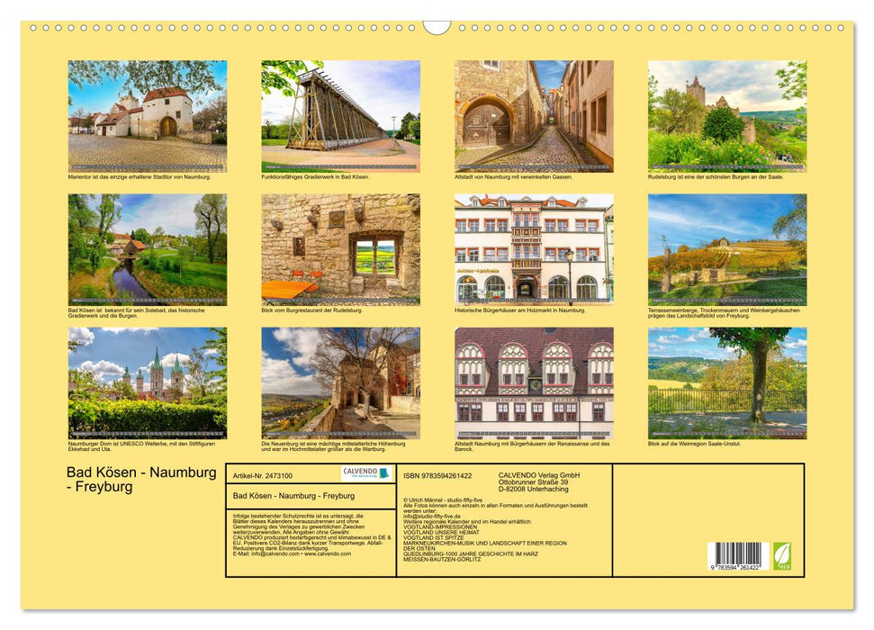 Bad Kösen - Naumburg - Freyburg (CALVENDO Wandkalender 2027)