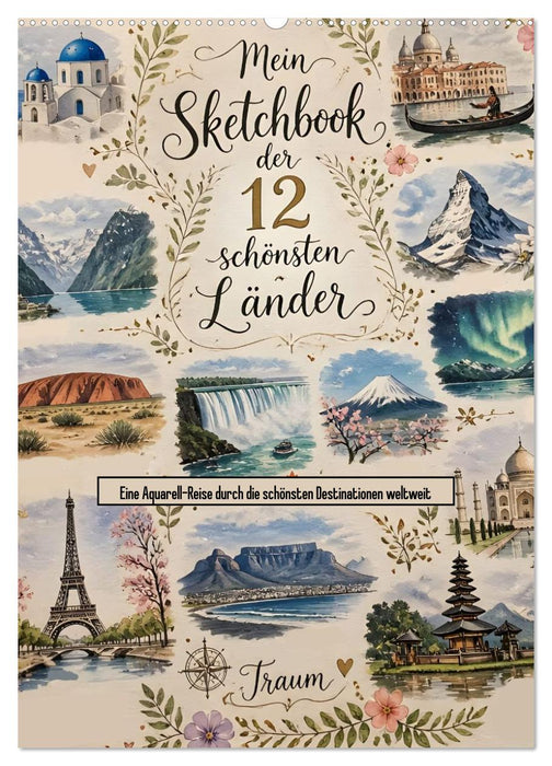 Mein Sketchbook der 12 schönsten Länder (CALVENDO Wandkalender 2027)