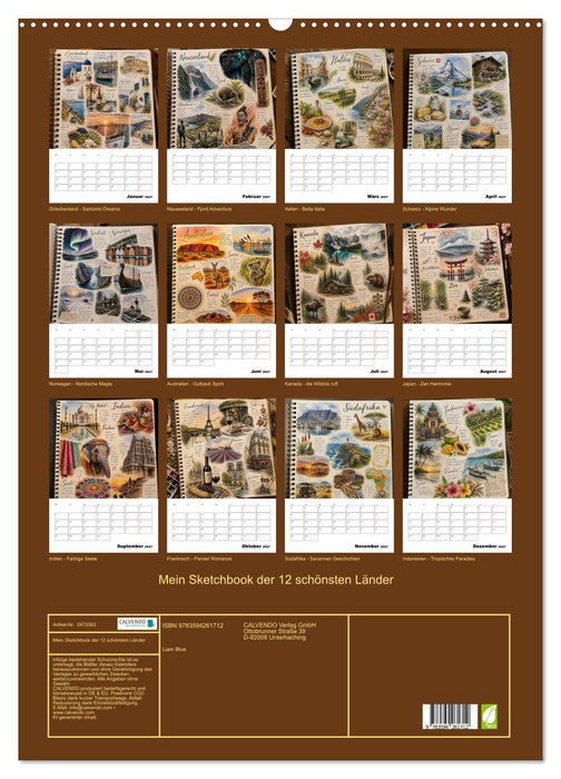 Mein Sketchbook der 12 schönsten Länder (CALVENDO Wandkalender 2027)
