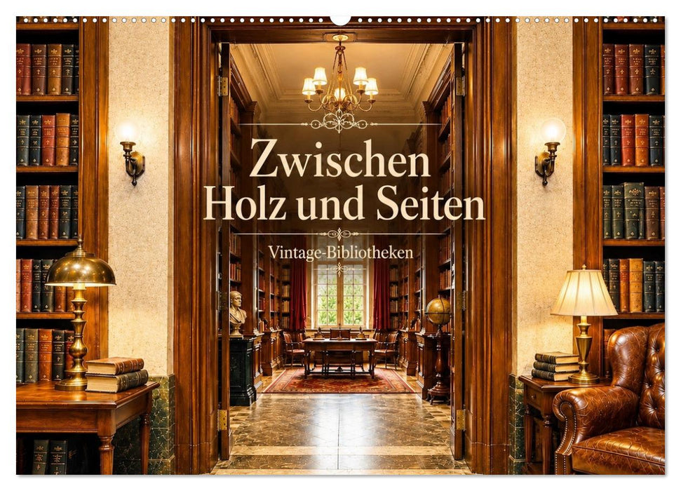 Zwischen Holz und Seiten - Vintage Bibliotheken (CALVENDO Wandkalender 2027)