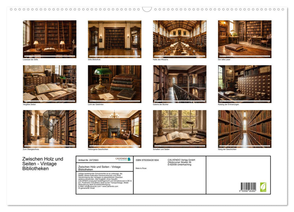 Zwischen Holz und Seiten - Vintage Bibliotheken (CALVENDO Wandkalender 2027)