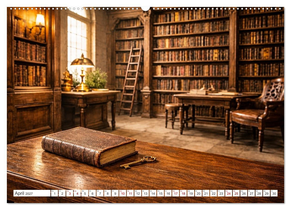 Zwischen Holz und Seiten - Vintage Bibliotheken (CALVENDO Wandkalender 2027)