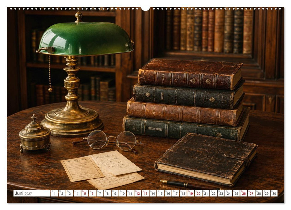 Zwischen Holz und Seiten - Vintage Bibliotheken (CALVENDO Wandkalender 2027)