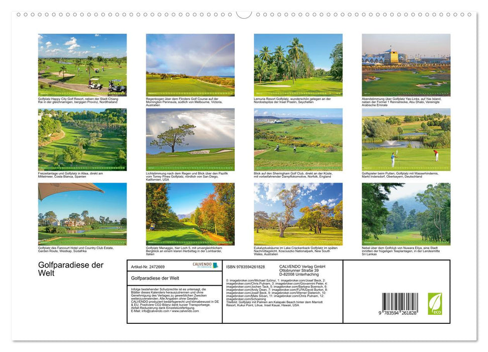 Golfparadiese der Welt (CALVENDO Premium Wandkalender 2027)