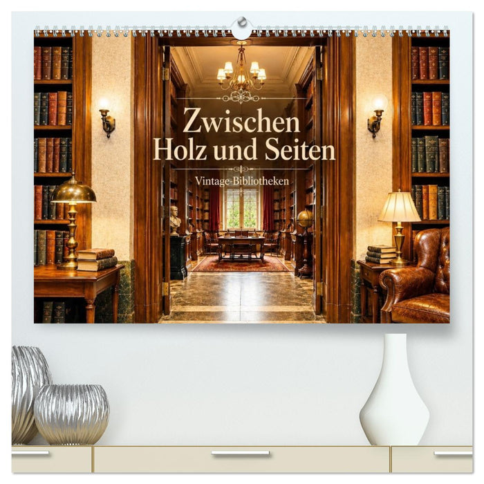 Zwischen Holz und Seiten - Vintage Bibliotheken (CALVENDO Premium Wandkalender 2027)