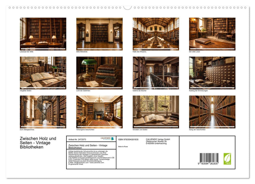 Zwischen Holz und Seiten - Vintage Bibliotheken (CALVENDO Premium Wandkalender 2027)