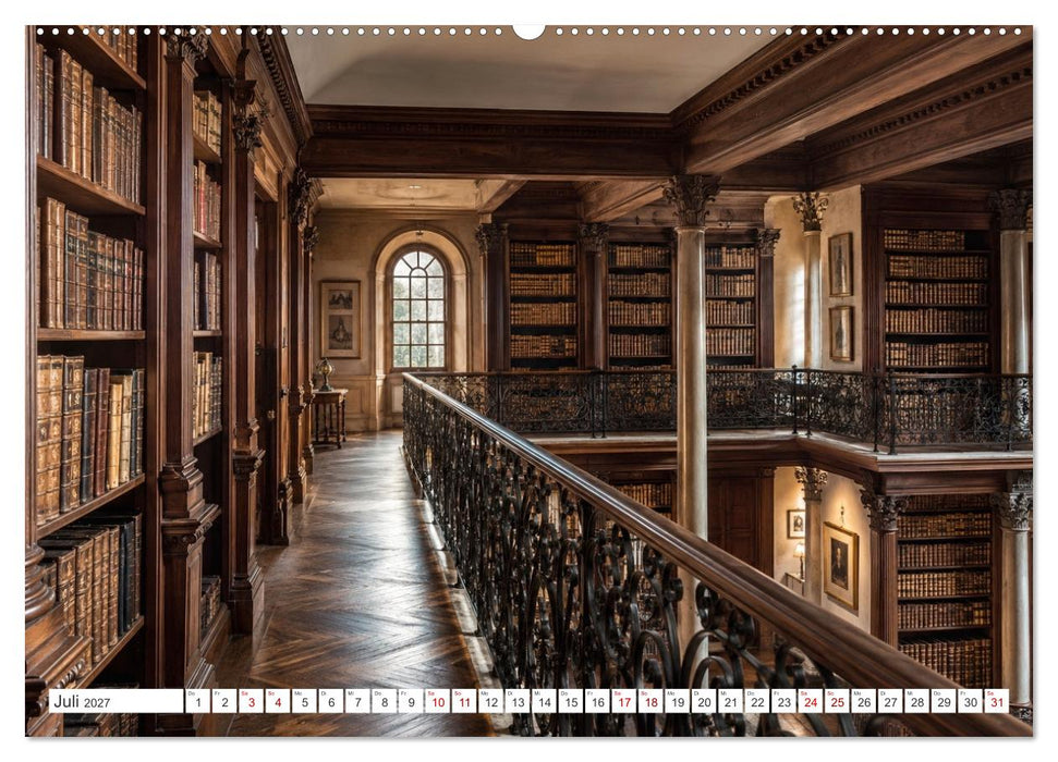 Zwischen Holz und Seiten - Vintage Bibliotheken (CALVENDO Premium Wandkalender 2027)