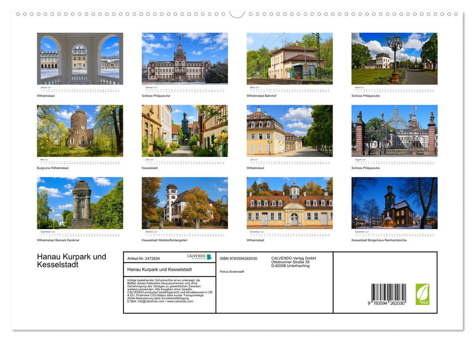 Hanau Kurpark und Kesselstadt (CALVENDO Premium Wandkalender 2027)