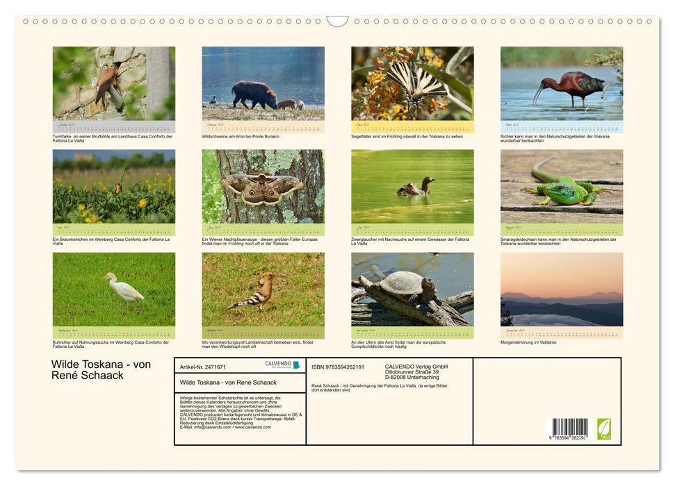 Wilde Toskana - von René Schaack (CALVENDO Wandkalender 2027)