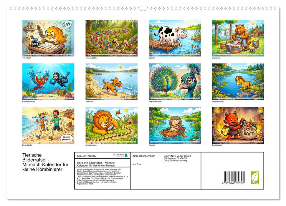 Tierische Bilderrätsel - Mitmach-Kalender für kleine Kombinierer (CALVENDO Premium Wandkalender 2027)