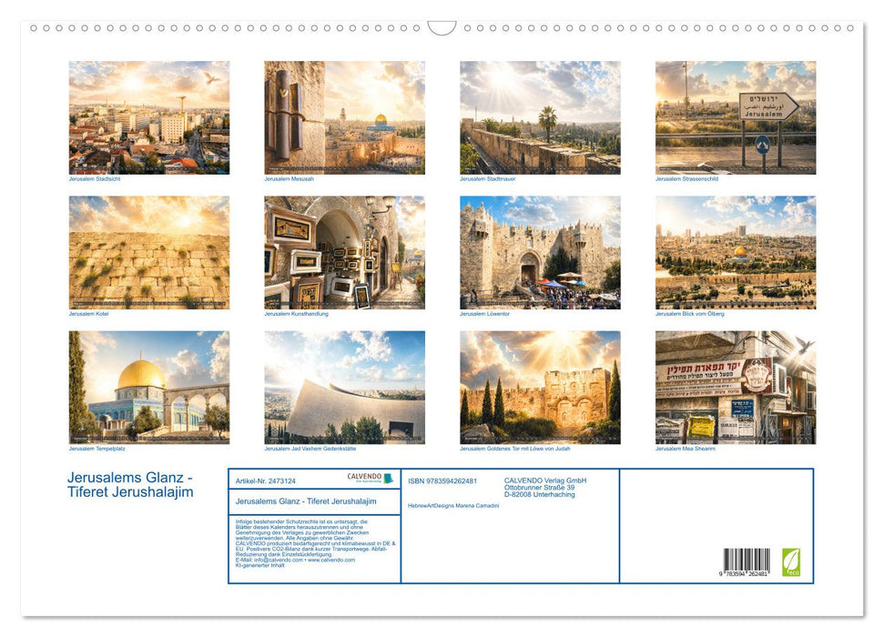 Jerusalems Glanz - Tiferet Jerushalajim (CALVENDO Wandkalender 2027)