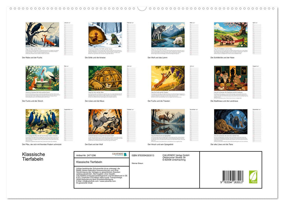 Klassische Tierfabeln (CALVENDO Premium Wandkalender 2027)