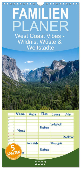 West Coast Vibes - Wildnis, Wüste & Weltstädte (CALVENDO Familienplaner 2027)