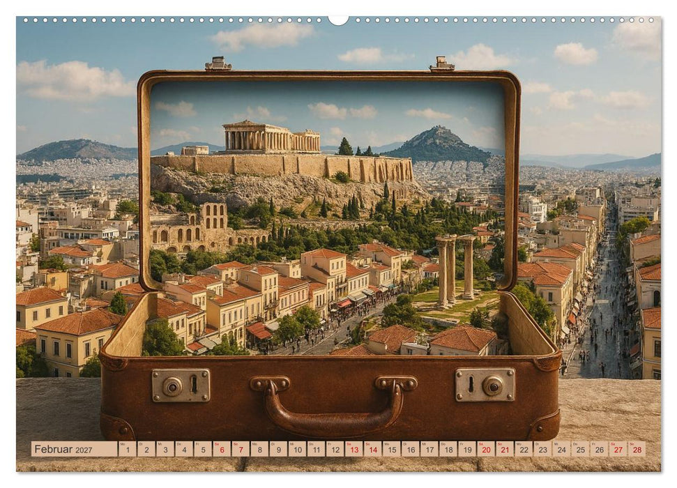 Städte der Welt - Metropolen verpackt in einem Koffer (CALVENDO Premium Wandkalender 2027)