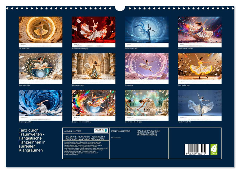 Tanz durch Traumwelten - Fantastische Tänzerinnen in surrealen Klangräumen (CALVENDO Wandkalender 2027)