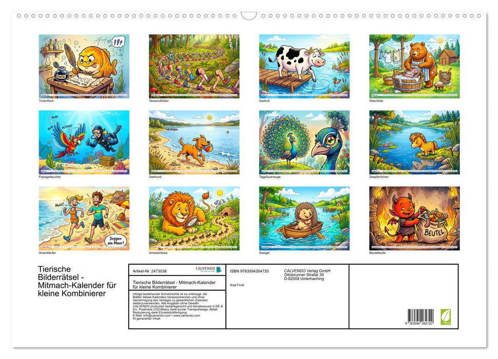 Tierische Bilderrätsel - Mitmach-Kalender für kleine Kombinierer (CALVENDO Wandkalender 2027)