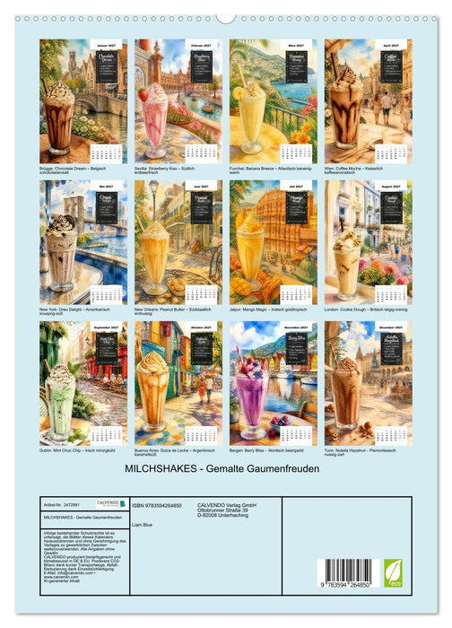 MILCHSHAKES - Gemalte Gaumenfreuden (CALVENDO Premium Wandkalender 2027)