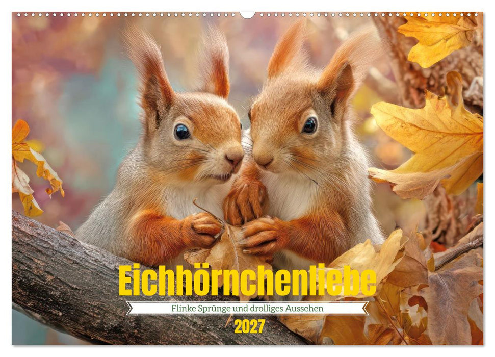 Eichhörnchenliebe - Flinke Sprünge und drolliges Aussehen (CALVENDO Wandkalender 2027)